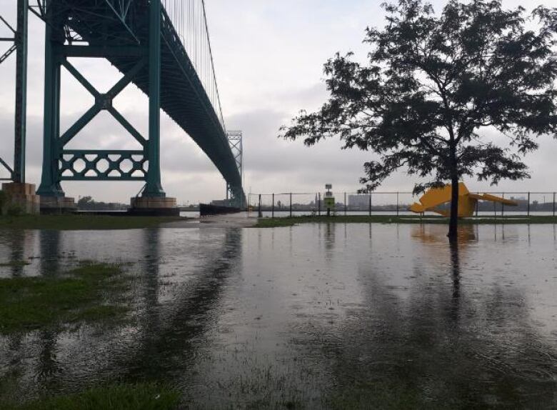 As of 8 a.m. Friday, Environment Canada says that close to 100 millimetres of rain has already fallen in some parts of Windsor-Essex.