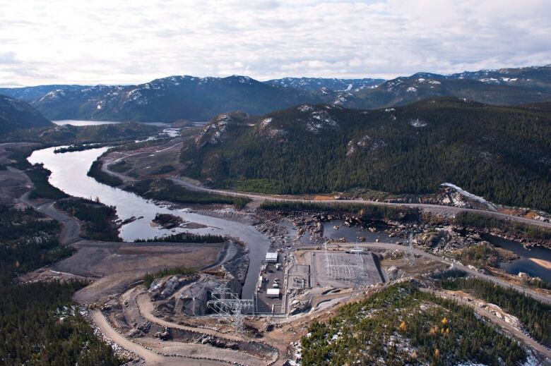 aerial view of hydro-electric dam