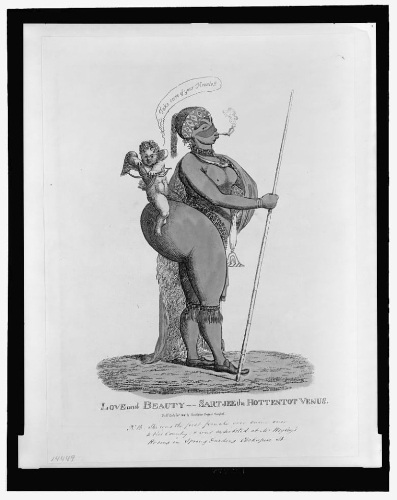 A caricature drawing of a black woman 