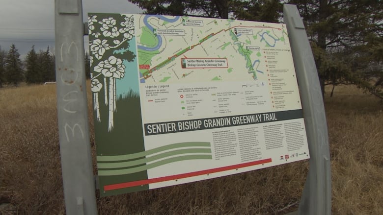 A sign for Bishop Grandin Trail