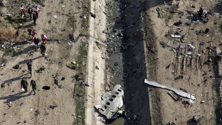 An aircraft crash scene.