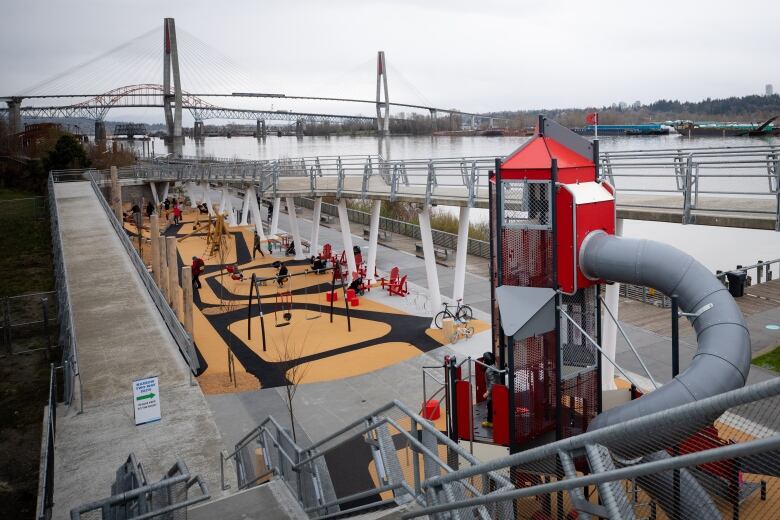 The reopening of Pier Park in New Westminster on Friday, April 2, 2021 features a new play park.