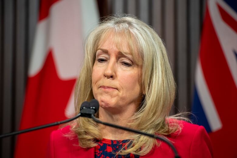 Merrilee Fullerton, Ontario minister of Long-Term Care answers questions about the Auditor Generals report on her ministrys response to the COVID-19 pandemic in Toronto on Wednesday April 28, 2021.