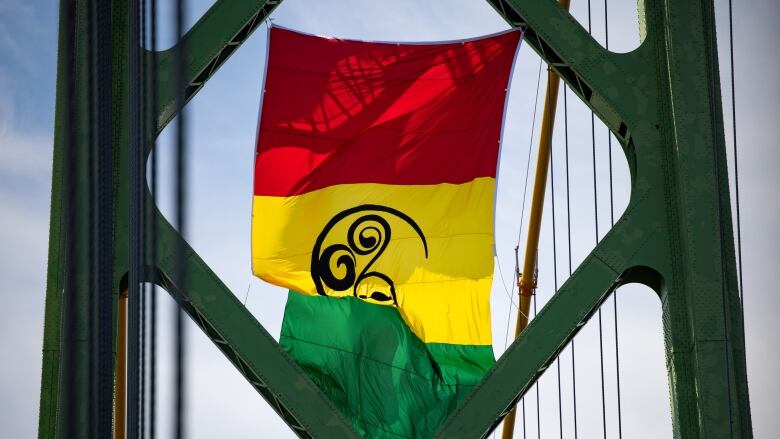 African Nova Scotian flag on bridge supports