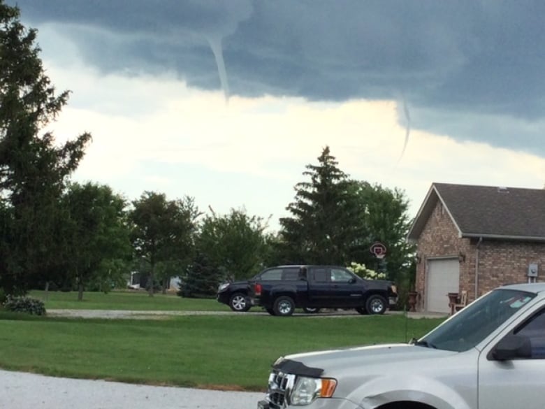 Linda Fehr spotted these two funnel clouds in St. Joachim on Tuesday afternoon.