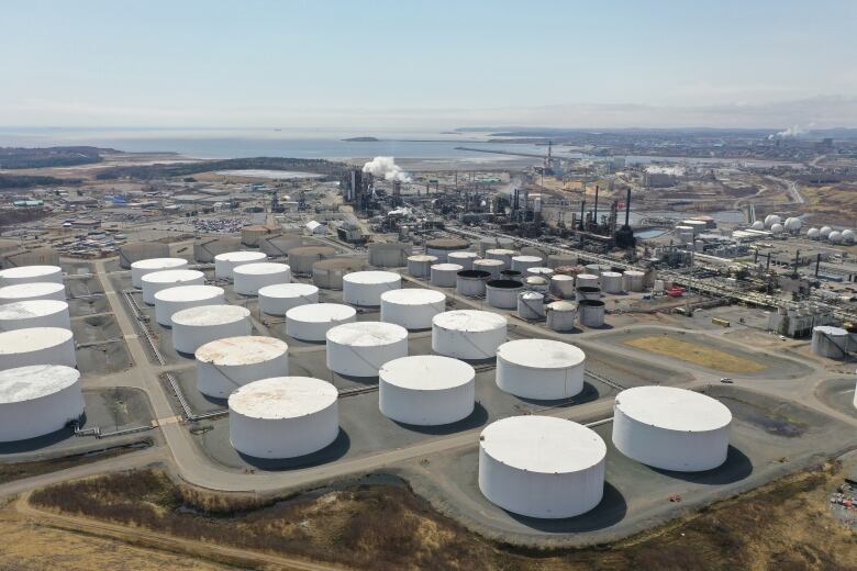 A drone shot of the Irving refinery in Saint John