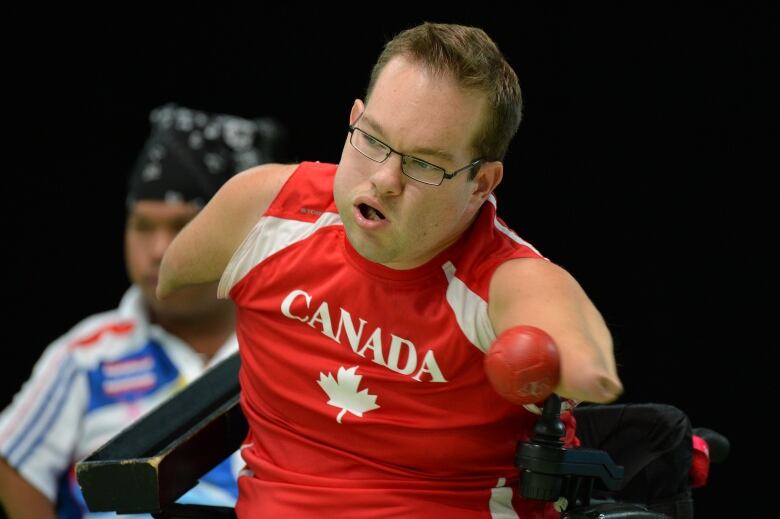 Canada's Josh vander Vies competes in boccia at the 2012 London Paralympics.