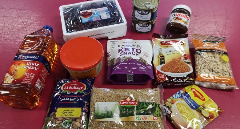 A display of a halal food package from a school food program