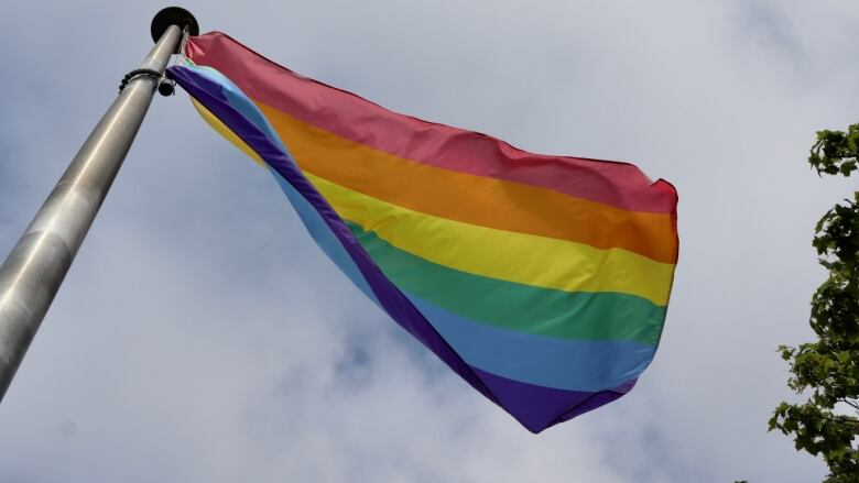 Pride flag hanging