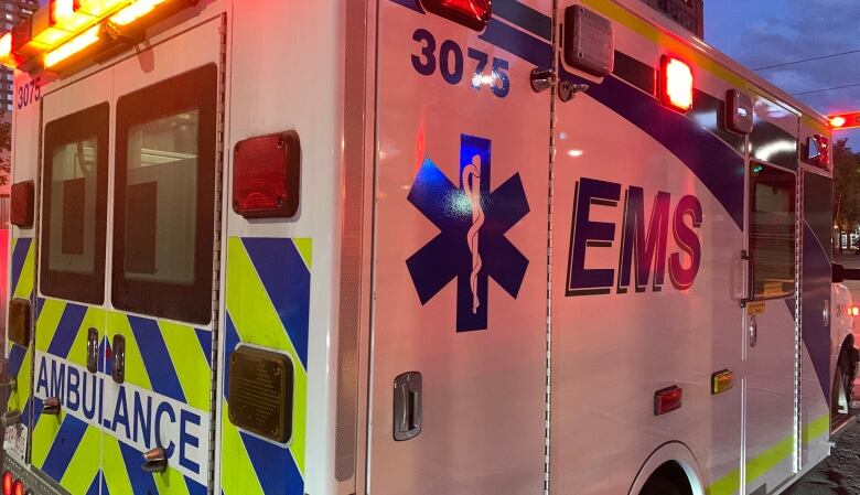 Close-up of an ambulance in Alberta.