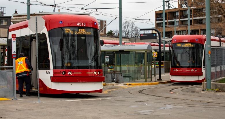 TTC streetcars at Broadview Subway Station.