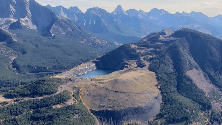 An aerial view of a mountain top