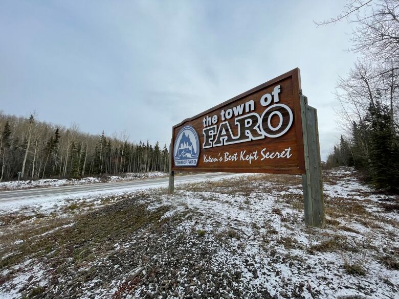 Sign on roadside.