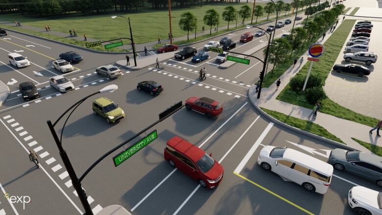 A rendering from the plans for changes to University Avenue.