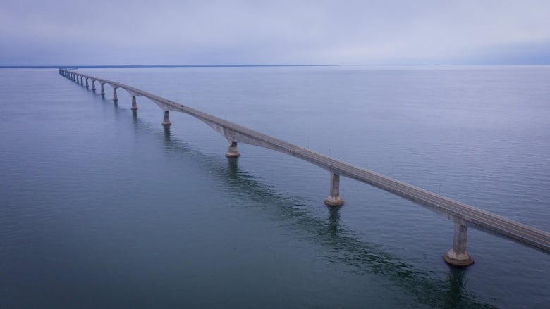 Aerial view of Confederation Bridge.