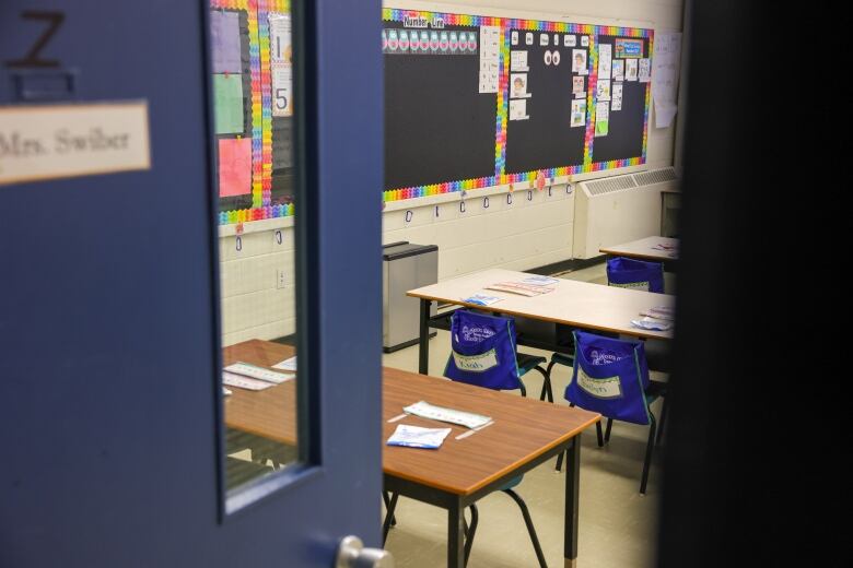 A room full of empty desks