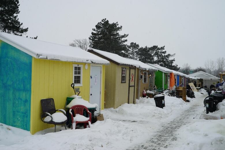 a row of tiny homes