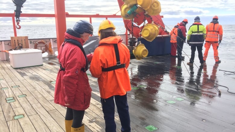 Researchers on board Germany's RV Maria S Merian in the Labrador Sea.