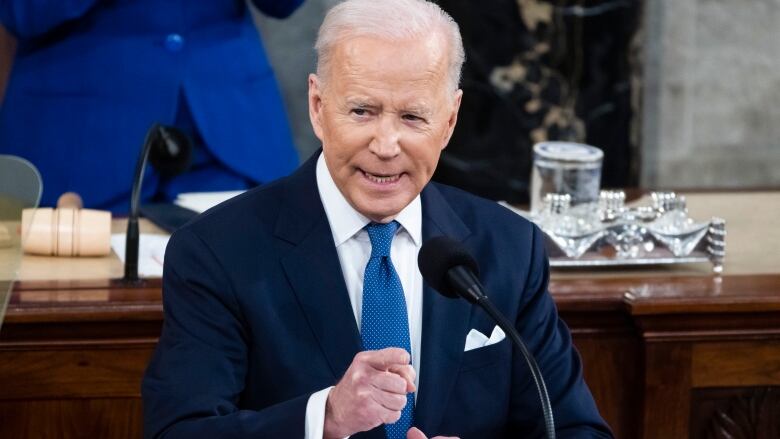 U.S. President Joe Biden delivers his State of the Union address to a joint session of Congress at the U.S. Capitol in Washington.