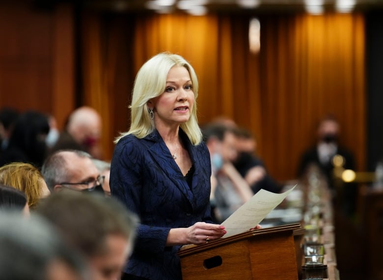 A woman standung in the House of Commons.