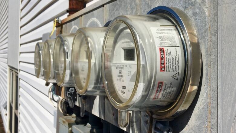 A row of hydro meters.