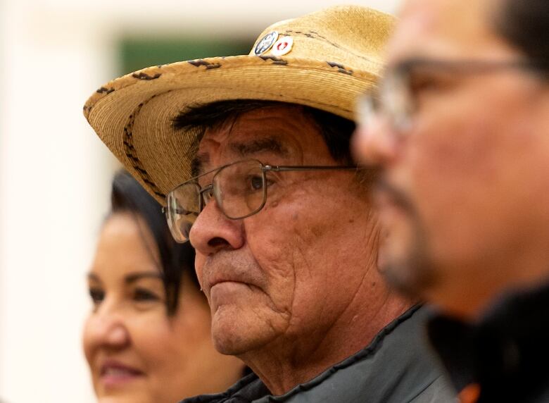 On Wednesday Sarah Longman (left), Eddie Bitternose and Chief Byron Bitternose (right) shared the results of a geophysical investigation on George Gordon First Nation.