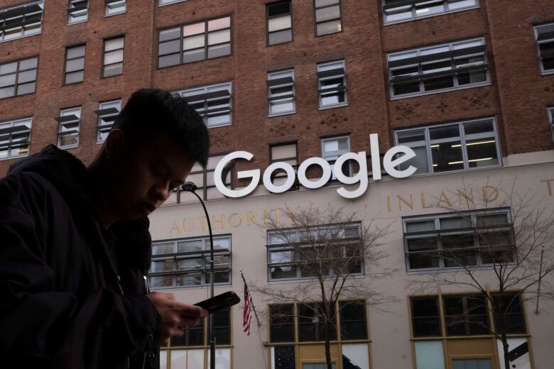 Outside view of a brick building with the Google logo 