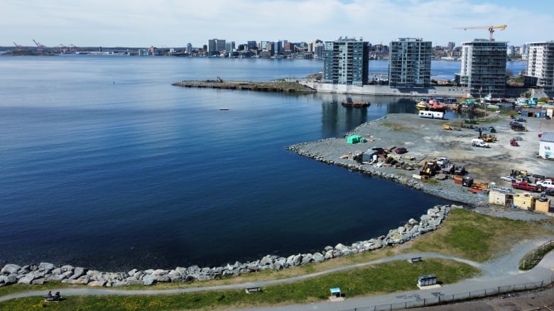 Dartmouth Cove Waterfront drone shot