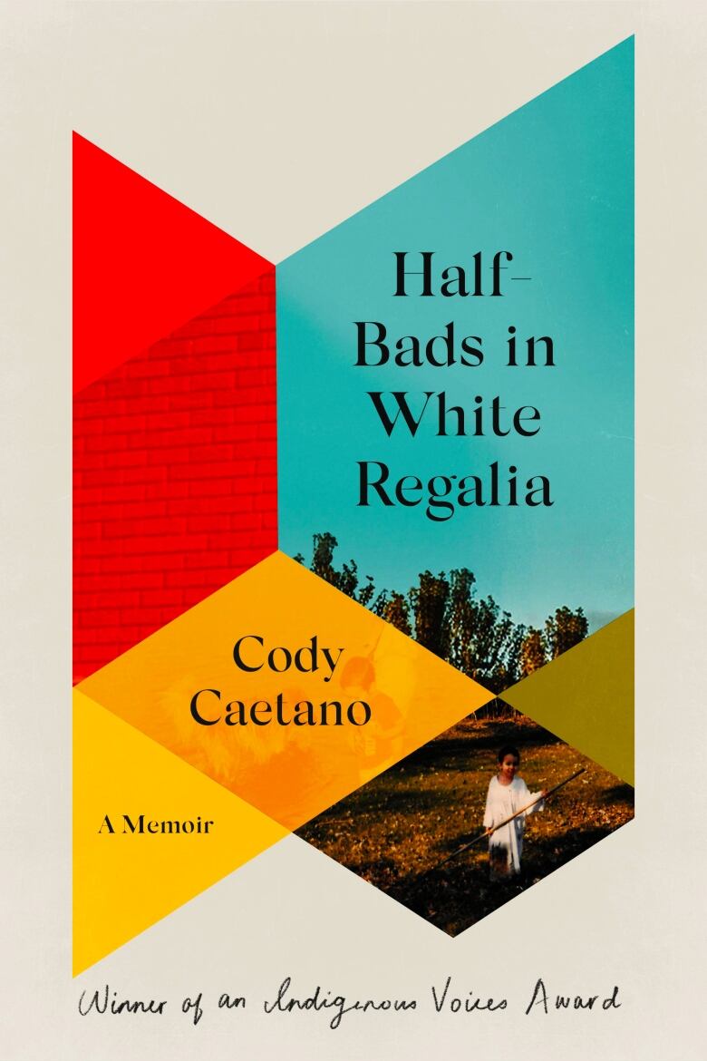 A book cover featuring a young boy in a field with a primary color geometric overlay.