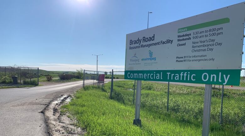 Sign at entrance to winnipeg landfill. 