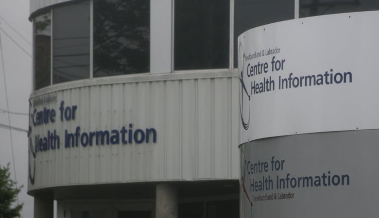 Signs are pictured on a building.