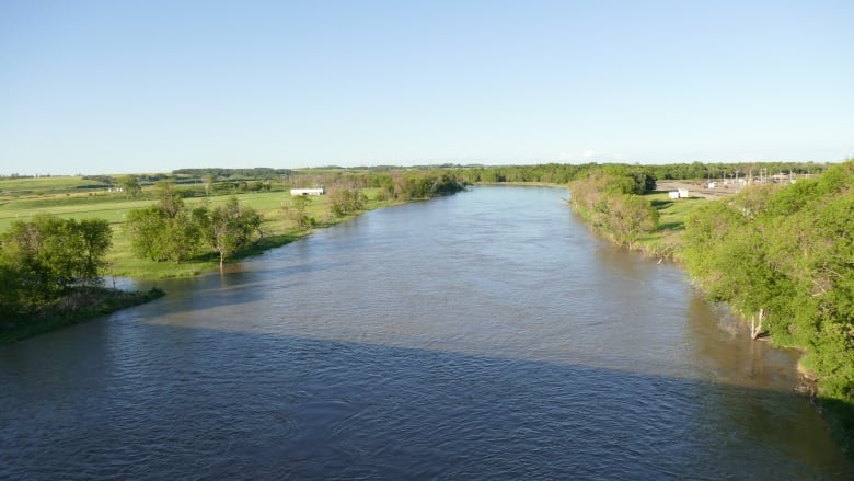 A river is pictured from above.