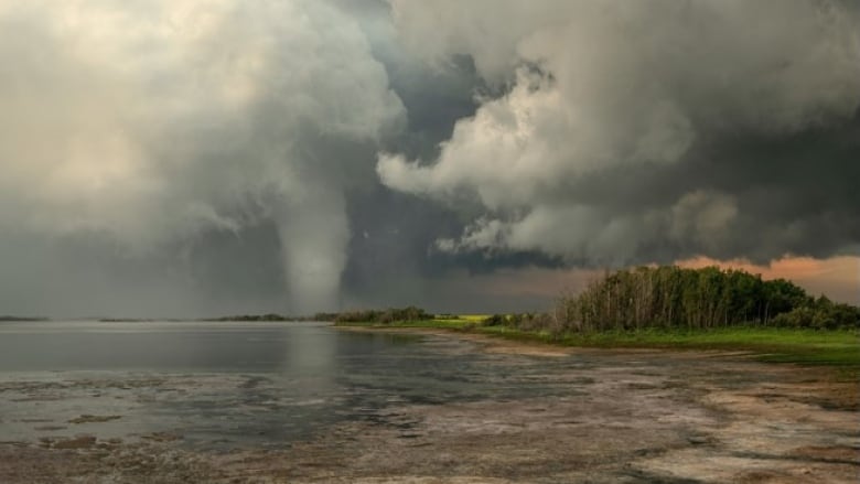 A tornado on the ground in central Saskatchewan in 2022. 