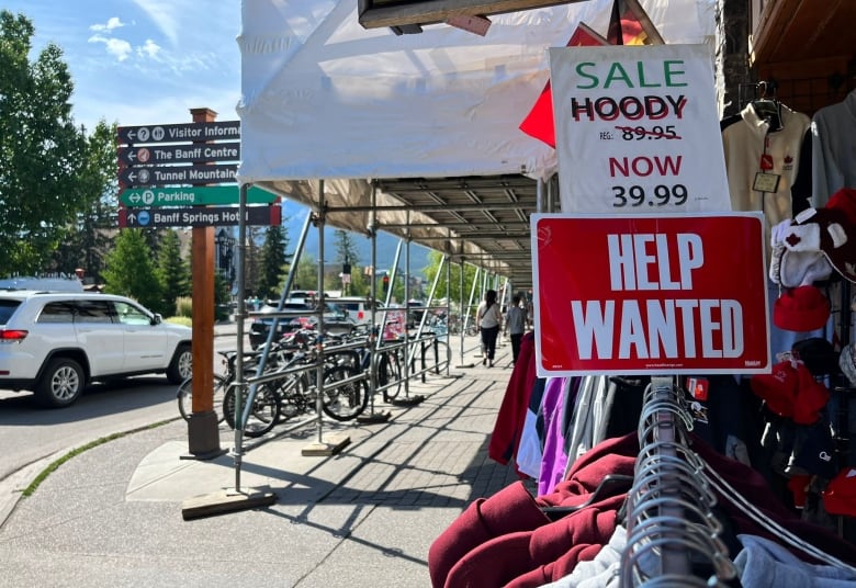 A Help Wanted sign in Banff, Alta. in the summer of 2022.