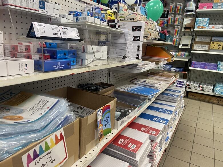 Notebooks and paper products are on store shelves.