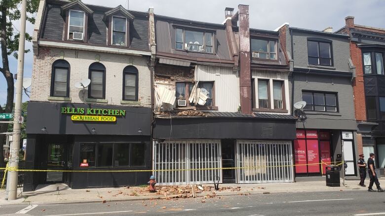 Debris below a building