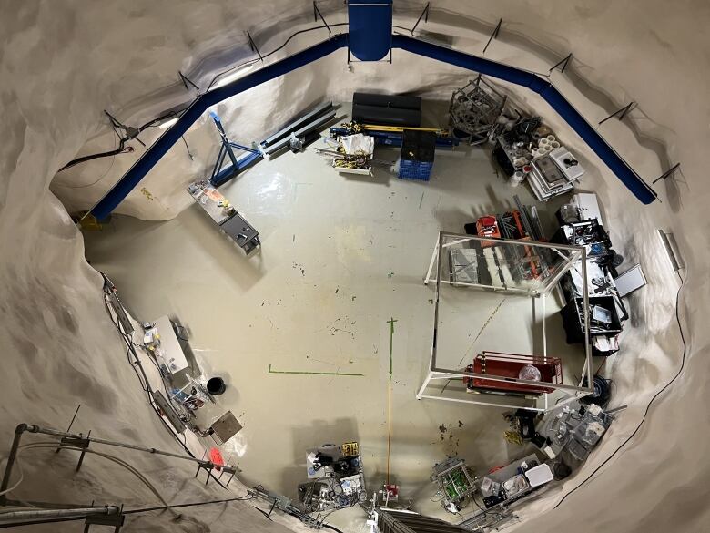 Top-down view of an underground laboratory.