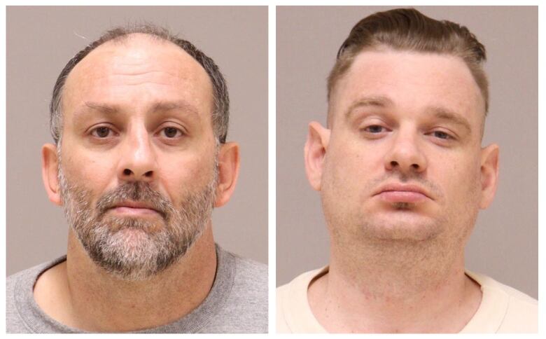 Pictures of two men under arrest are shown.