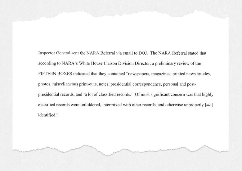 An affidavit partially released Friday provides details about fifteen boxes of files retrieved by NARA from Trump's home in January.