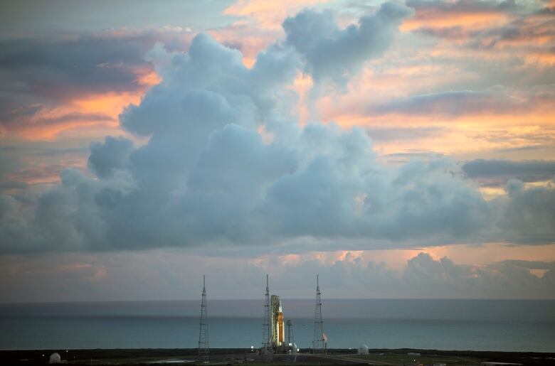 The NASA moon rocket is shown on Aug. 29.