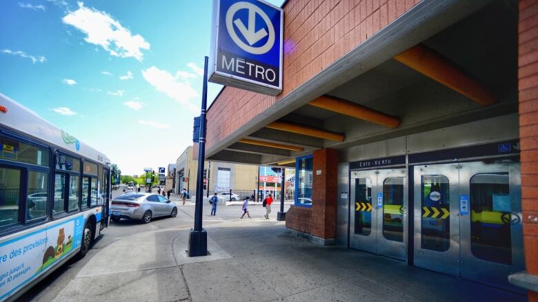 outside of the Cte-Vertu Metro station in Montreal.