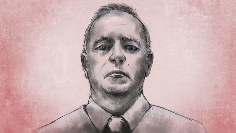 This illustration shows RCMP Const. Greg Wiley testifying at the public inquiry into the Nova Scotia mass shooting on Sept.6, 2022.