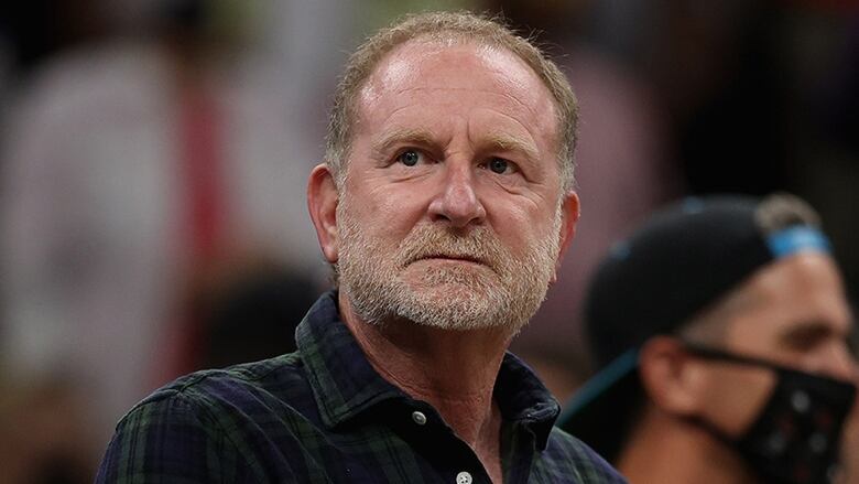 Robert Sarver looks on as he attends Game Two of the 2021 WNBA Finals at Footprint Center in Phoenix.