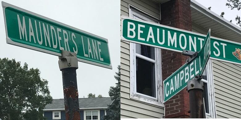 roads signs of Maunder's Lane and Beaumont Street.