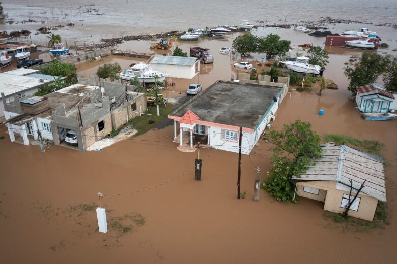 A flooded village.