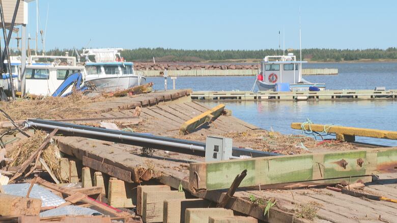 A smashed up wharf at Red Head Harbour 