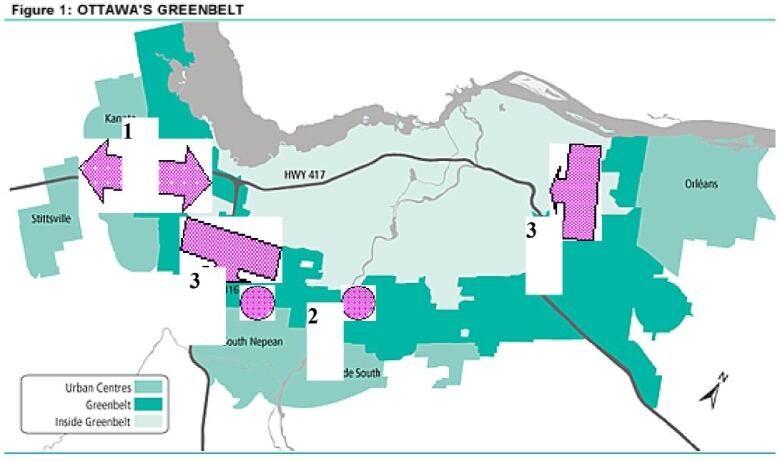 A map of Ottawa's Greenbelt.