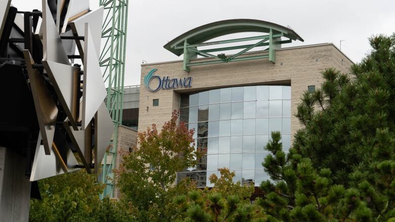 The Ottawa logo on one side of City Hall.