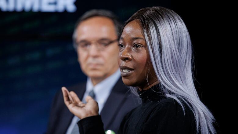 Toronto mayoral candidate Chloe Brown is pictured during the CARP mayoral debate, hosted by Zoomer radios Libby Znaimer, in Toronto on Oct. 13, 2022.  