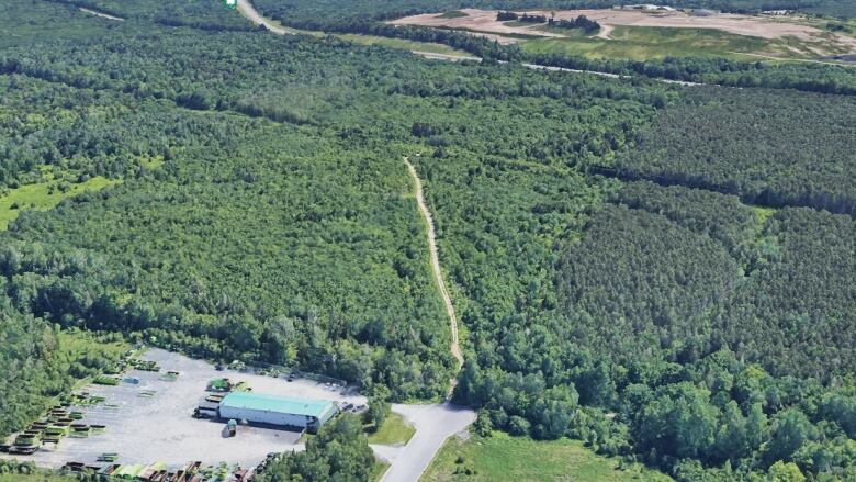 A large piece of green land captured from above